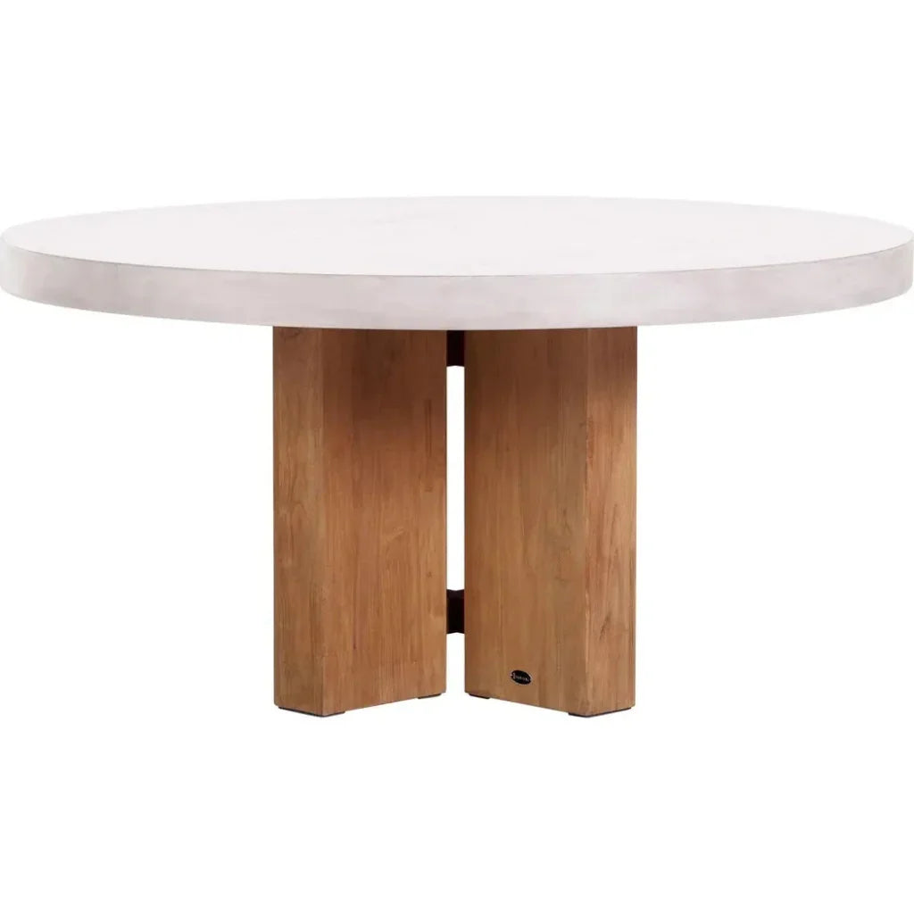 Java Outdoor Teak & Concrete Dining Table - White