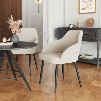Jolie Ivory Velvet Dining Chair 2PC