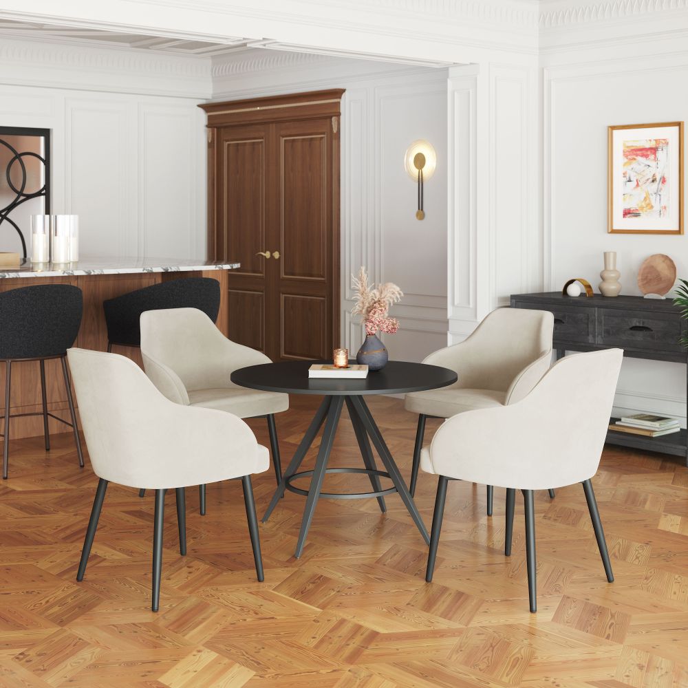 Jolie Ivory Velvet Dining Chair 2PC
