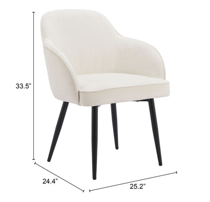 Jolie Ivory Velvet Dining Chair 2PC