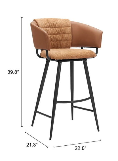 Juno Brown Faux Leather Barstool 2PC