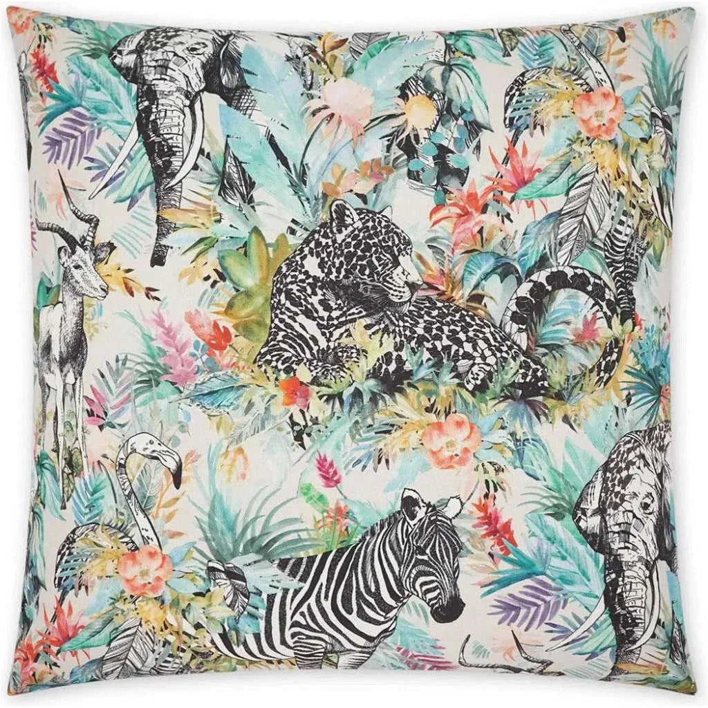 Jurassica Turquoise Teal Large Throw Pillow Insert