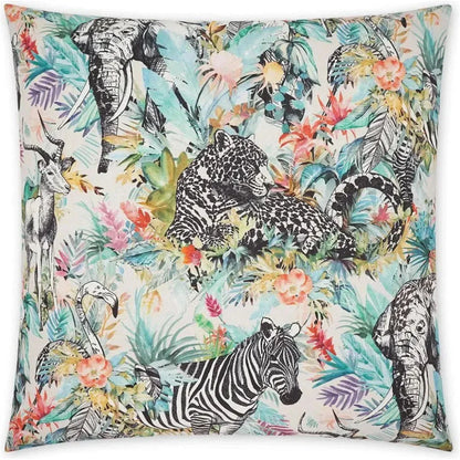 Jurassica Turquoise Teal Large Throw Pillow Insert