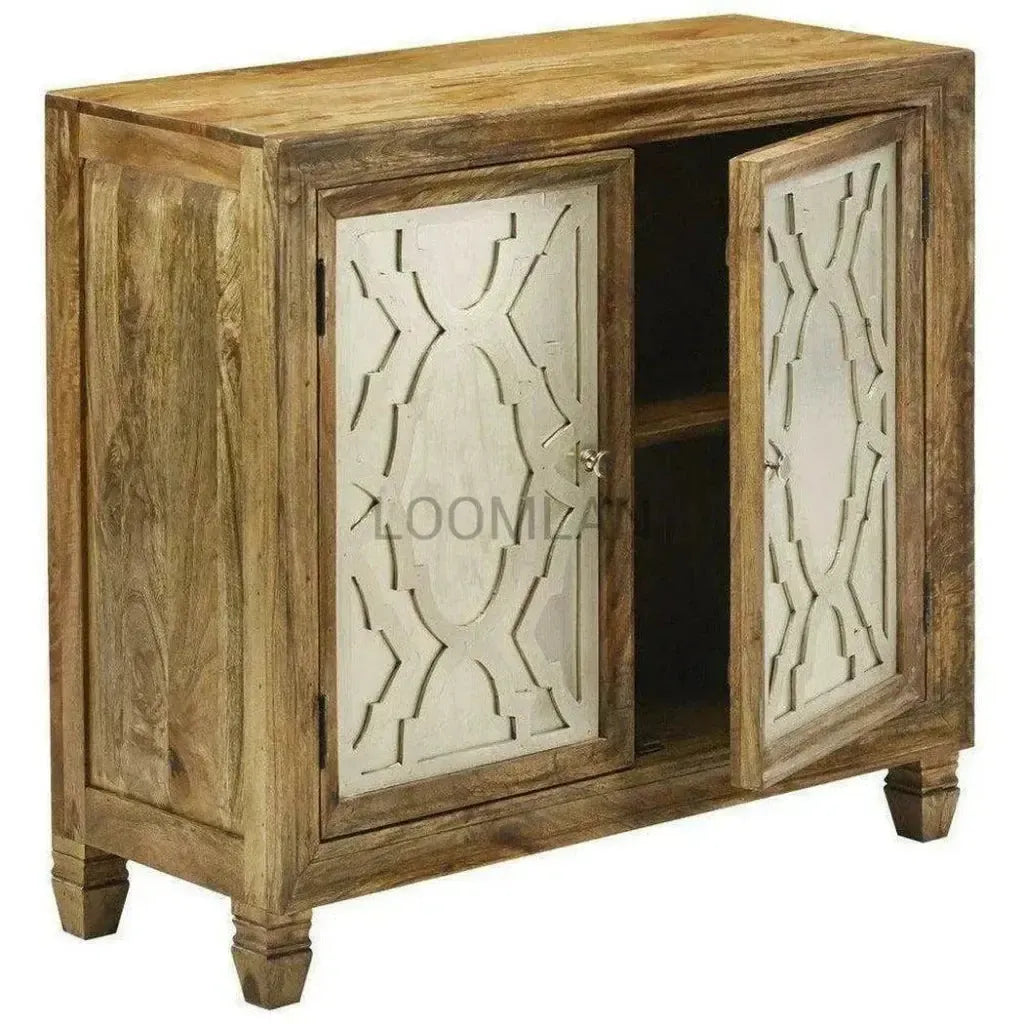 Juvira Reclaimed Wood Silver Doors Accent Cabinet