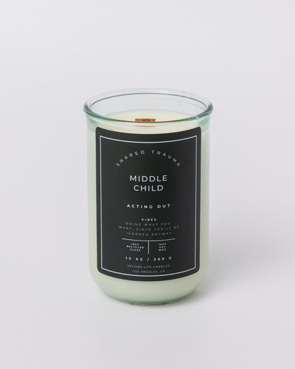 Shared Trauma Candles - Middle Child - 13 Oz Crackling Wood Wick - Ginger & Saffron