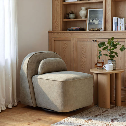Kakao Shearling Fabric Swivel Club Chair