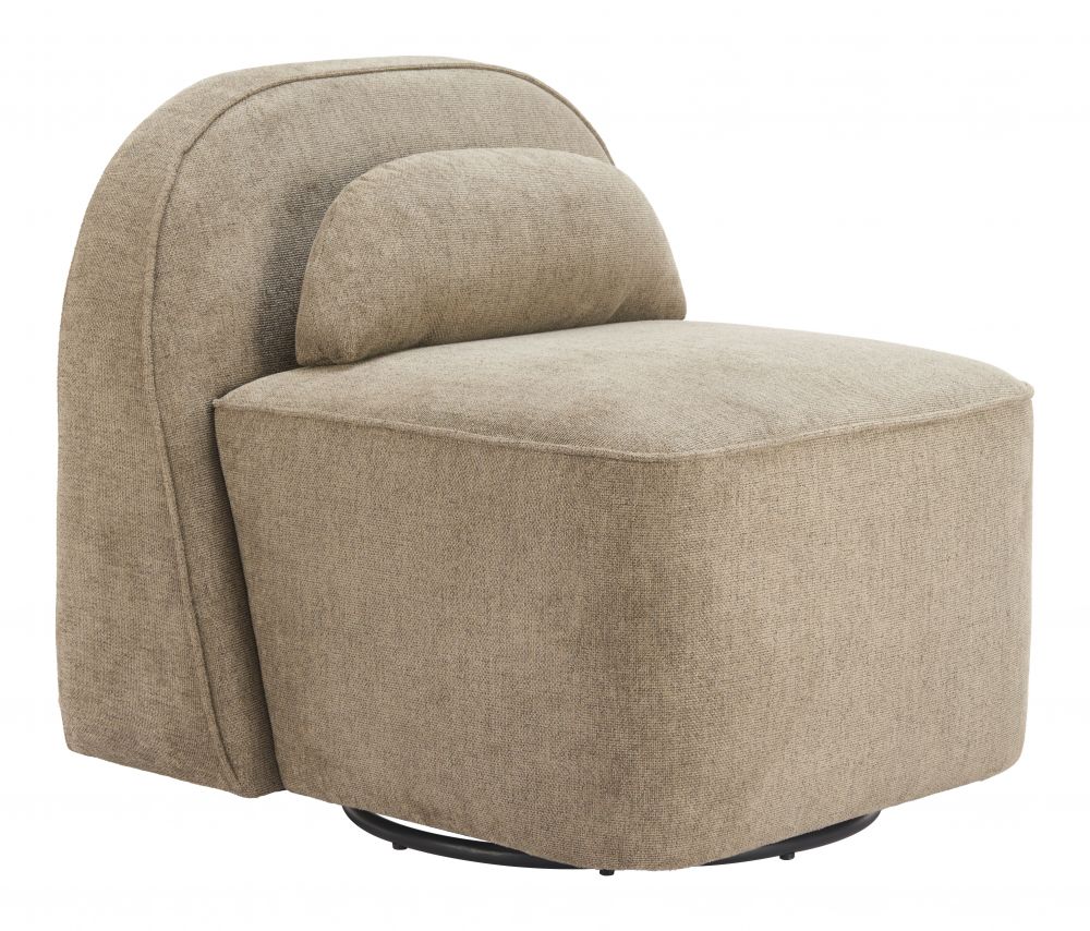 Kakao Shearling Fabric Swivel Club Chair
