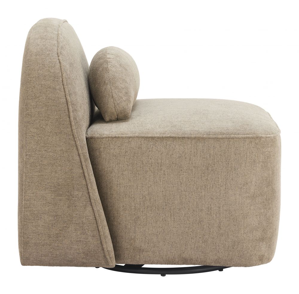 Kakao Shearling Fabric Swivel Club Chair