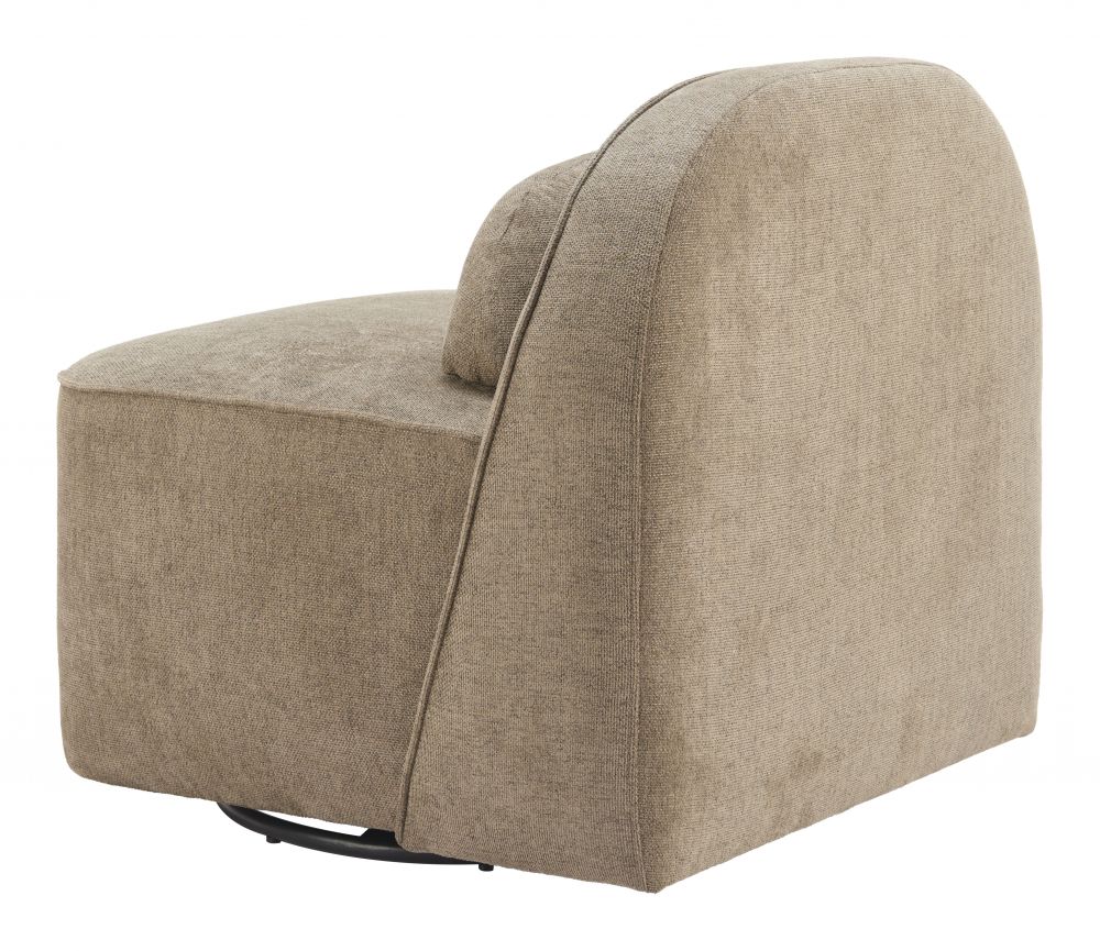Kakao Shearling Fabric Swivel Club Chair