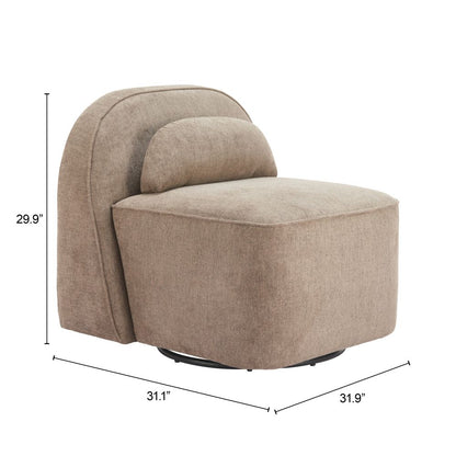 Kakao Shearling Fabric Swivel Club Chair