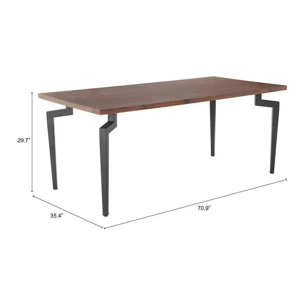 Kani Wood & Steel Walnut Rectangular Dining Table