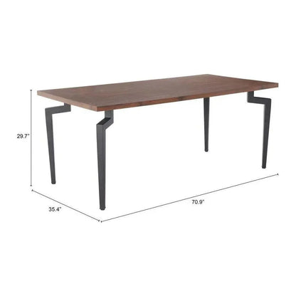 Kani Wood & Steel Walnut Rectangular Dining Table