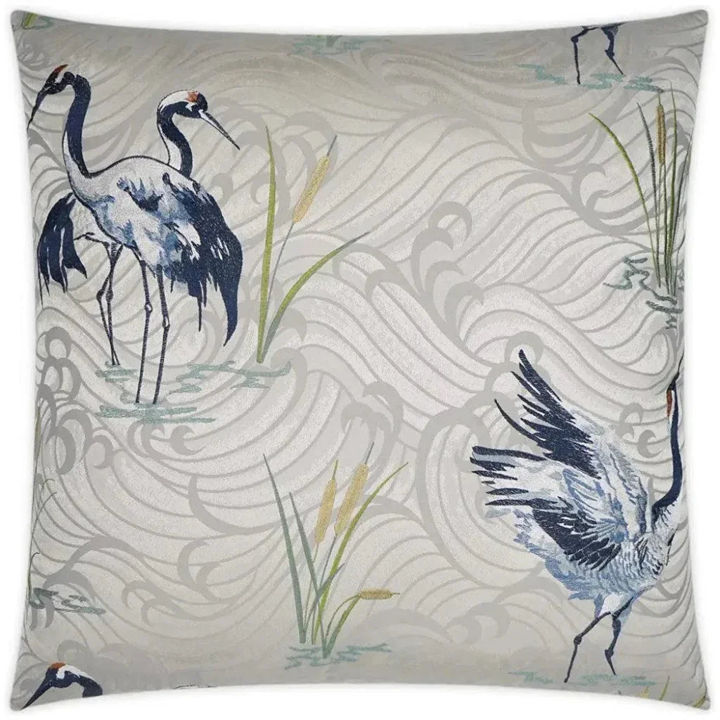 Kanji Embroidery Blue Silver Large Throw Pillow Insert