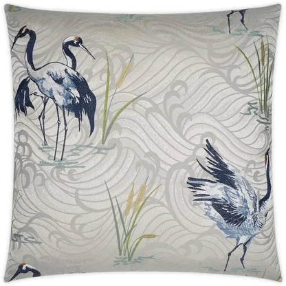 Kanji Embroidery Blue Silver Large Throw Pillow Insert