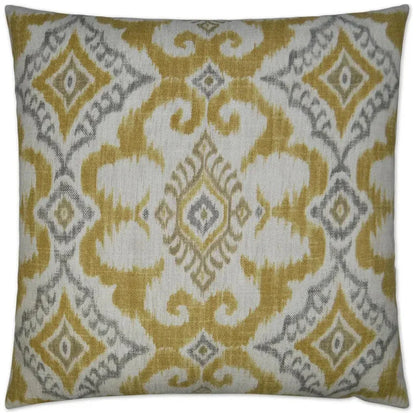 Kantha Yellow Throw Pillow With Insert
