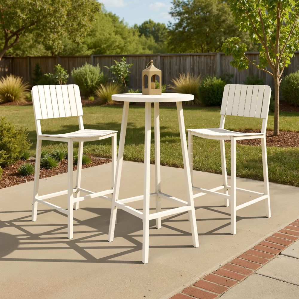 Kayu Aluminum White Barstool