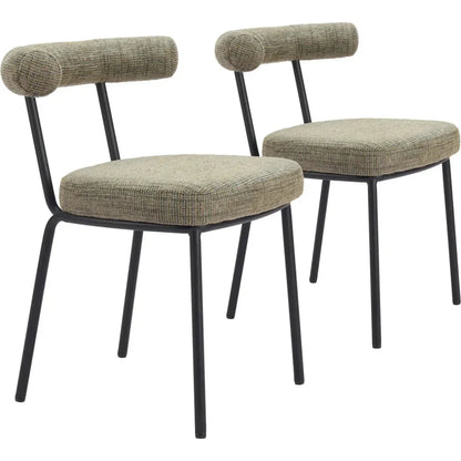 Kede Black Steel Green Tweed Dining Chair 2PC