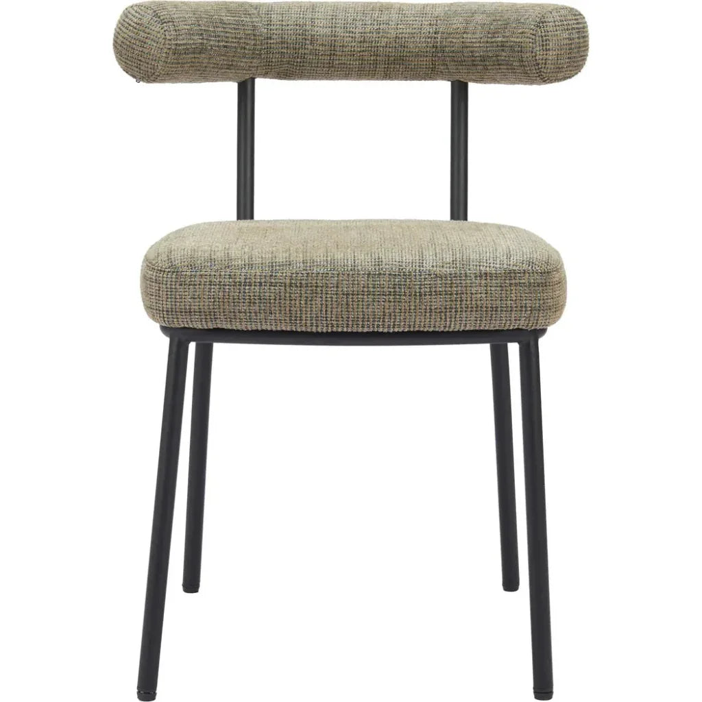 Kede Black Steel Green Tweed Dining Chair 2PC
