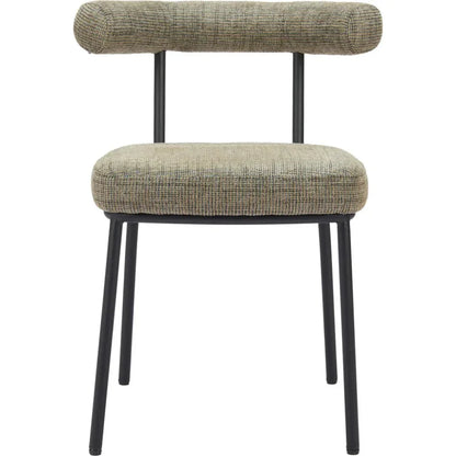 Kede Black Steel Green Tweed Dining Chair 2PC