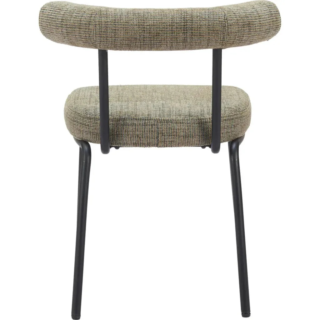 Kede Black Steel Green Tweed Dining Chair 2PC