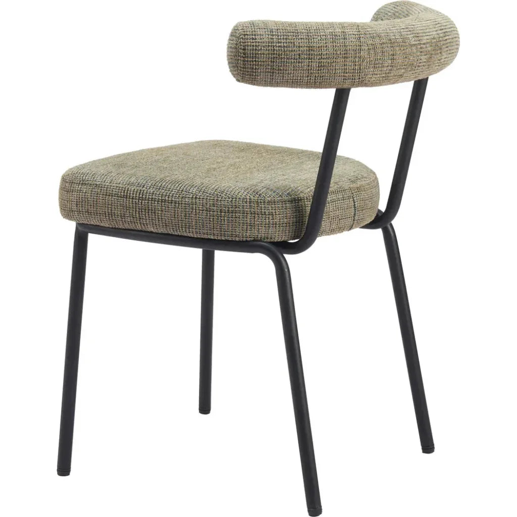 Kede Black Steel Green Tweed Dining Chair 2PC
