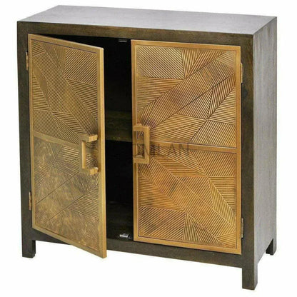 Kelde Gold Overlay Doors Accent Cabinet