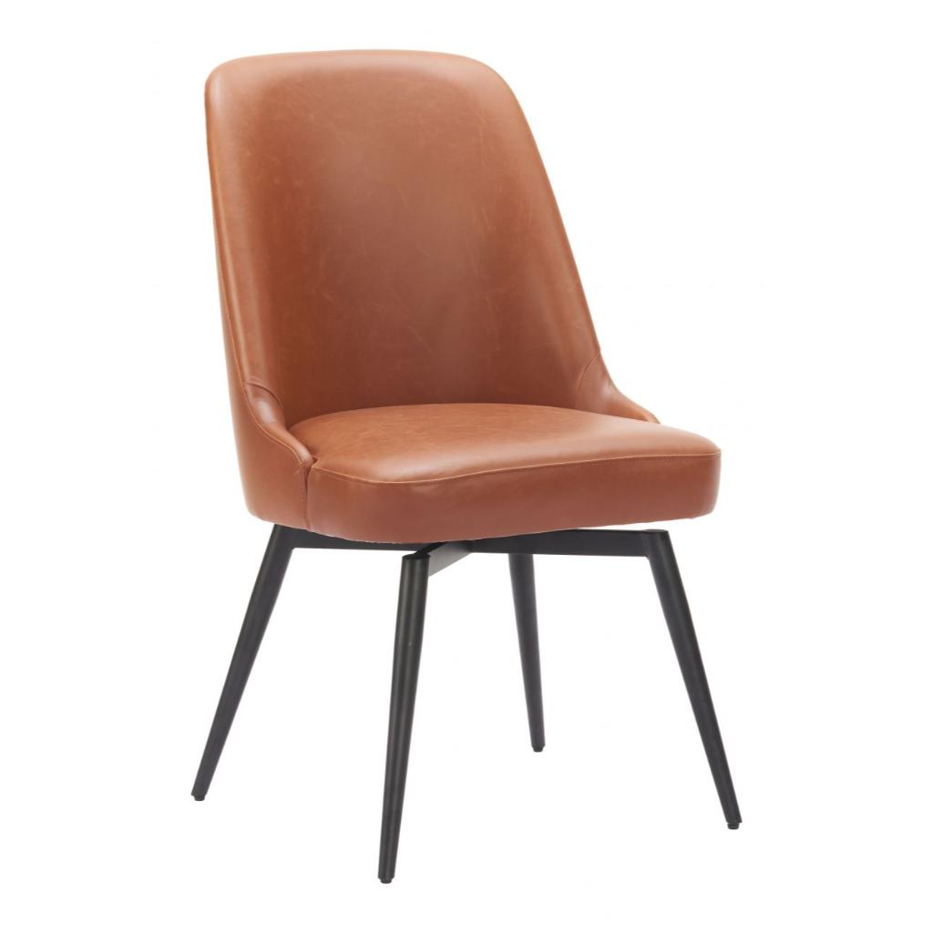 Keppel Faux Leather Swivel Dining Chair 2PC