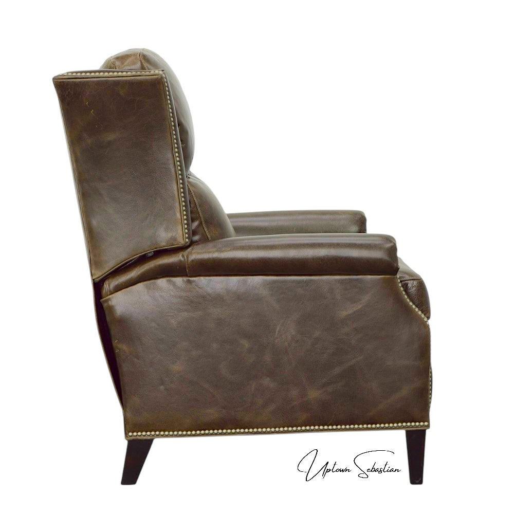 Kinetic Brown Leather Power Push Button Recliner