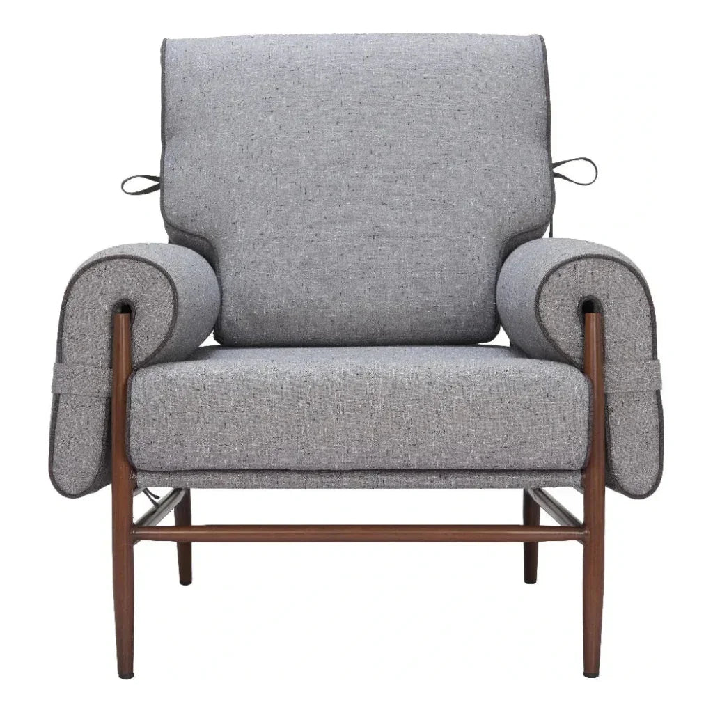 Klem Wood and Steel Gray Accent Arm Chair