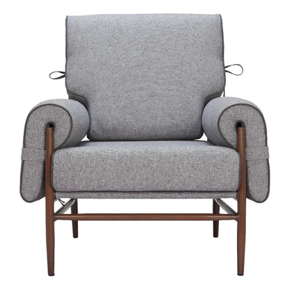 Klem Wood and Steel Gray Accent Arm Chair