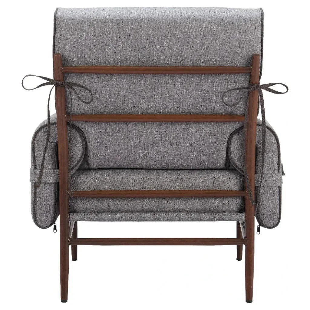 Klem Wood and Steel Gray Accent Arm Chair