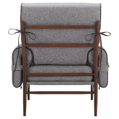 Klem Wood and Steel Gray Accent Arm Chair