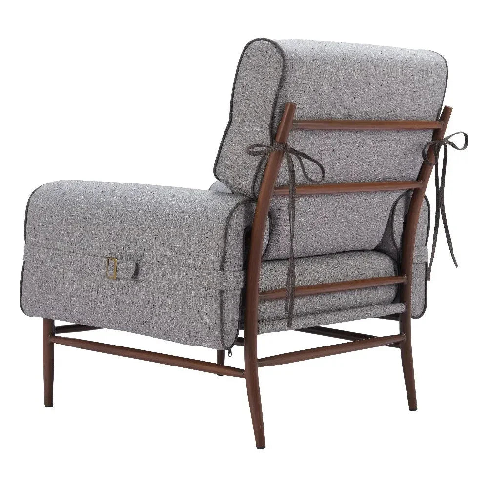Klem Wood and Steel Gray Accent Arm Chair