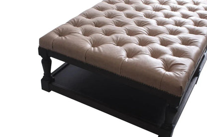 Kyle Tufted Leather Rectangular Ottoman