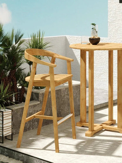 La Costa Teak Patio Barrel Back Bar Armchair