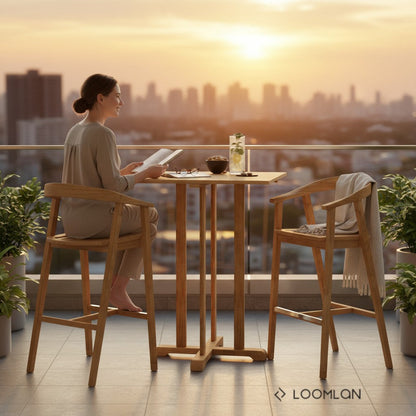La Costa Teak Patio Square Bar Dining Set 3PC