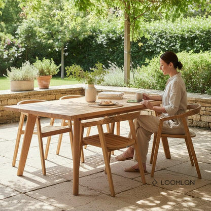 La Costa Teak Patio Wide-Plank Outdoor Dining Table