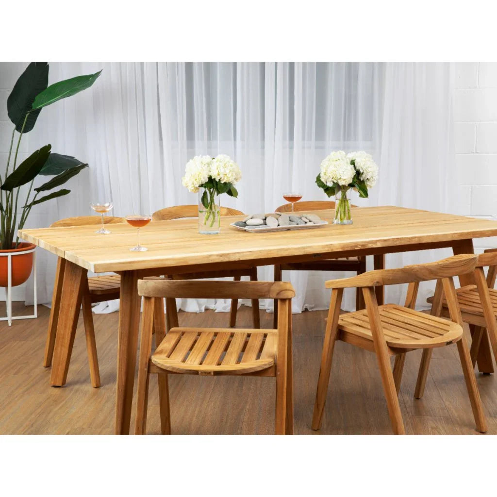 La Costa Teak Patio Wide-Plank Outdoor Dining Table