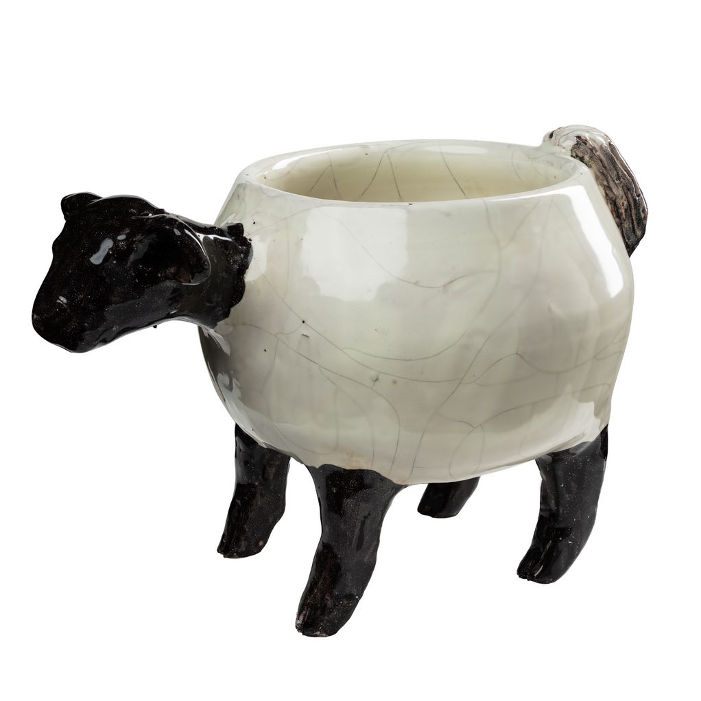 Lamb White Ceramic Planter