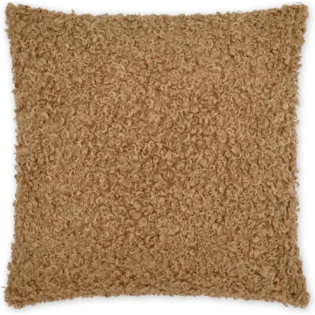 Lambsy Camel Faux Fur Brown Large Throw Pillow Insert