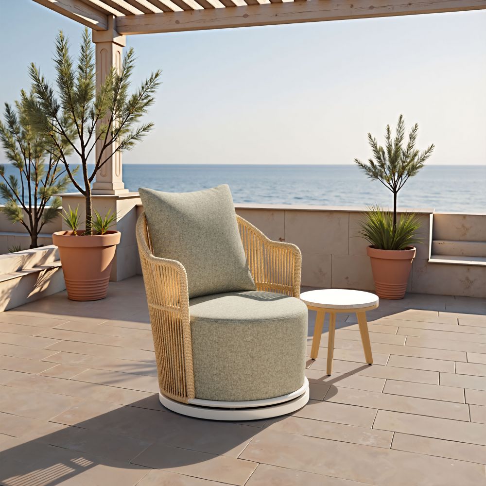 Lanai Olefin Fabric Swivel Outdoor Accent Chair