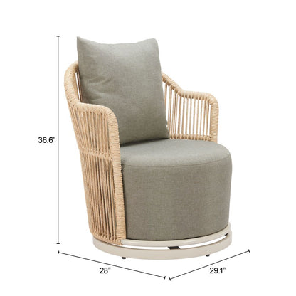 Lanai Olefin Fabric Swivel Outdoor Accent Chair