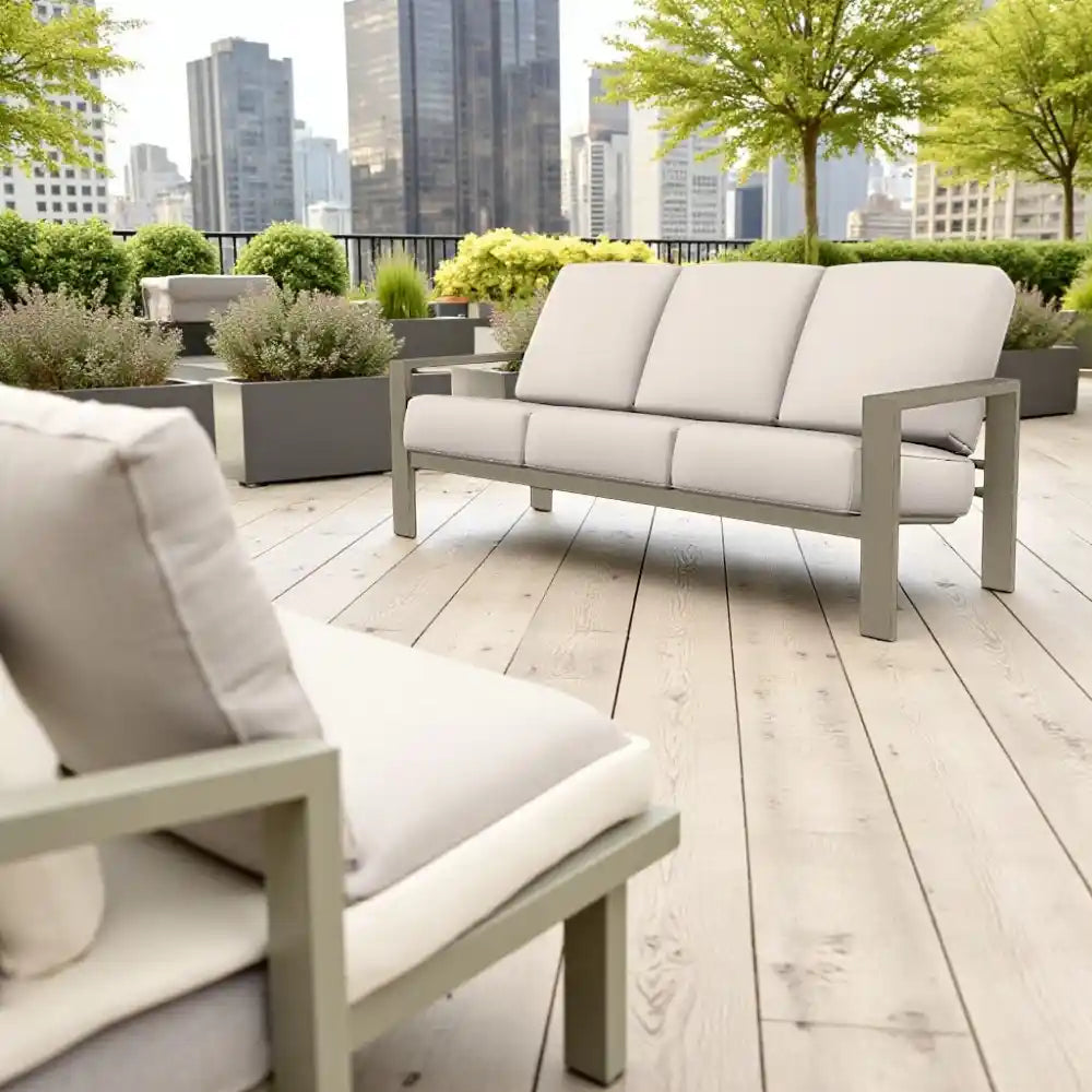 Larssen Deep Seat Cushion Three-Seat Outdoor Sofa