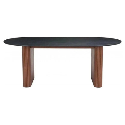 Lassig Wood Black & Walnut Oval Dining Table