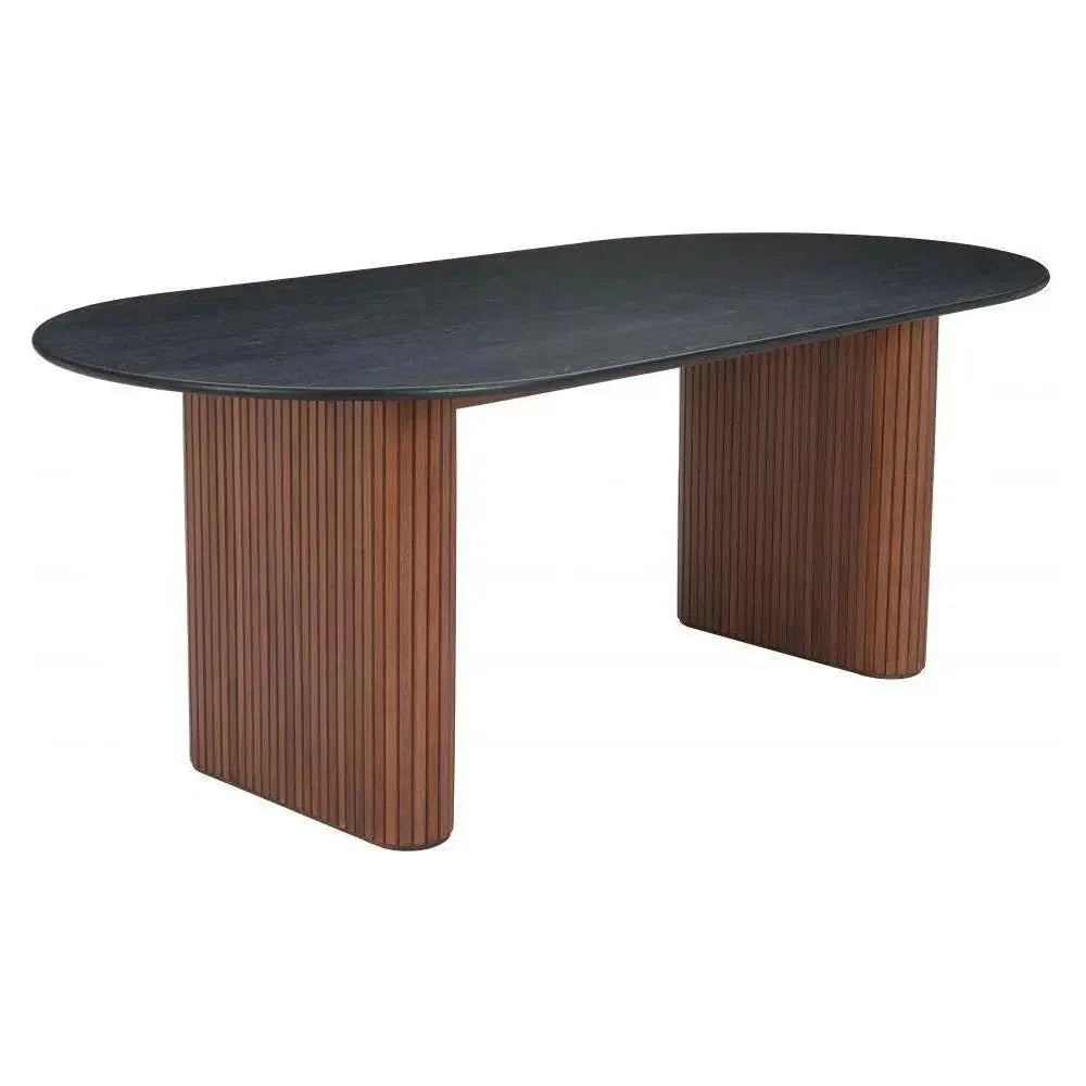 Lassig Wood Black & Walnut Oval Dining Table