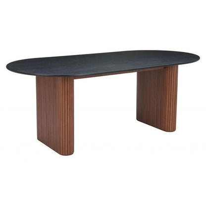 Lassig Wood Black & Walnut Oval Dining Table