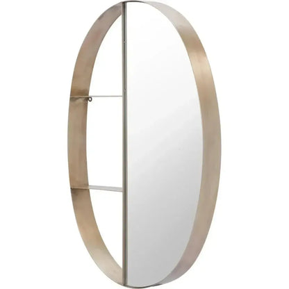 Latitude Steel Oval Wall Mirror with Shelf