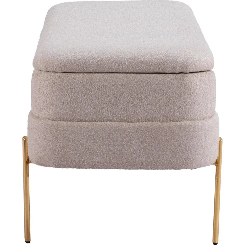 Lebreton Oatmeal Wood & Steel Beige Storage Bench