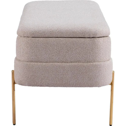Lebreton Oatmeal Wood & Steel Beige Storage Bench