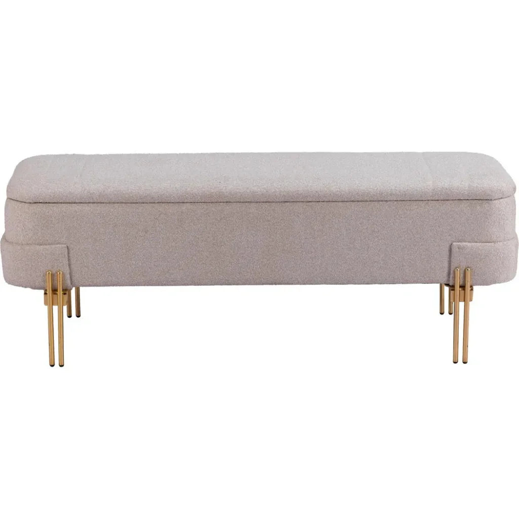 Lebreton Oatmeal Wood & Steel Beige Storage Bench
